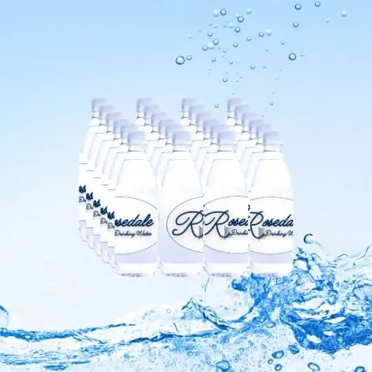 A 24 pack of Rosedale Water 0.5L bottles